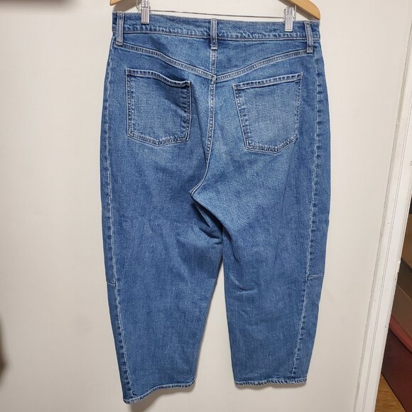 OLD NAVY High-Rise Baggy Barrel Jeans 25" Ankle Loose Fit Balloon Blue Womens 14 - Picture 8 of 15